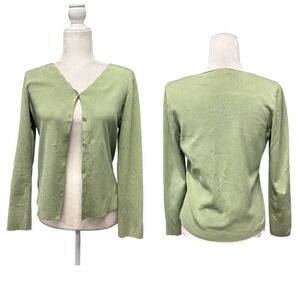 Womens Cardigan Top Sweater Size S Silk Blend Kelly Green 90s Y2K Style‎ Grandma